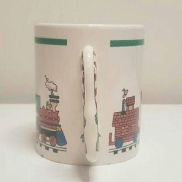 Vintage The Love Mug Christmas Train with Candy Cane Handle Coffee Mug 1986 - Picture 2 of 7